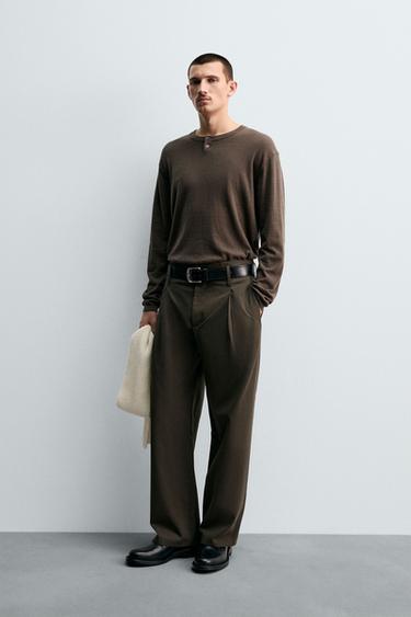 JERSEY PESCUZO BOTÓNS ALGODÓN - CASHMERE - Chocolate de Zara