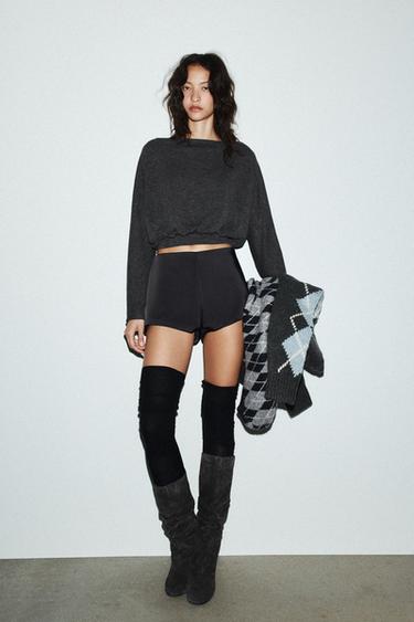 Zara SOFT LONG SLEEVE TOP - Gray marl