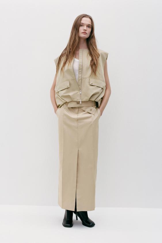 ZWコレクション オーバーサイズ ボリュームベスト - ベージュ | ZARA 