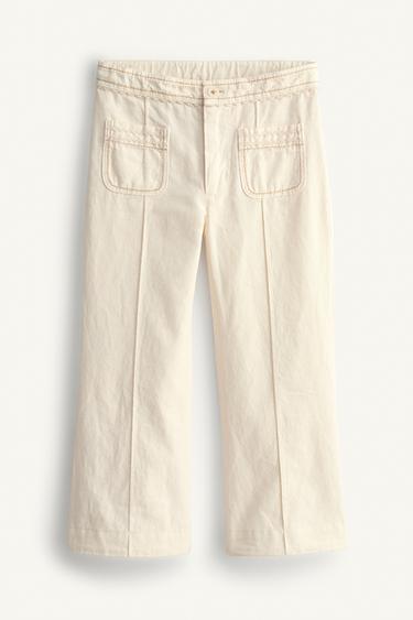 AUSGESTELLTE HOSE MIT ZIERNAHT – LIMITED EDITION - Cremefarben hell von Zara