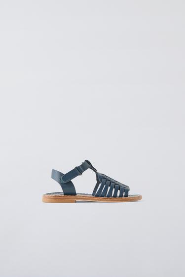 WOVEN LEATHER SANDALS - Blue by Zara - Image 0