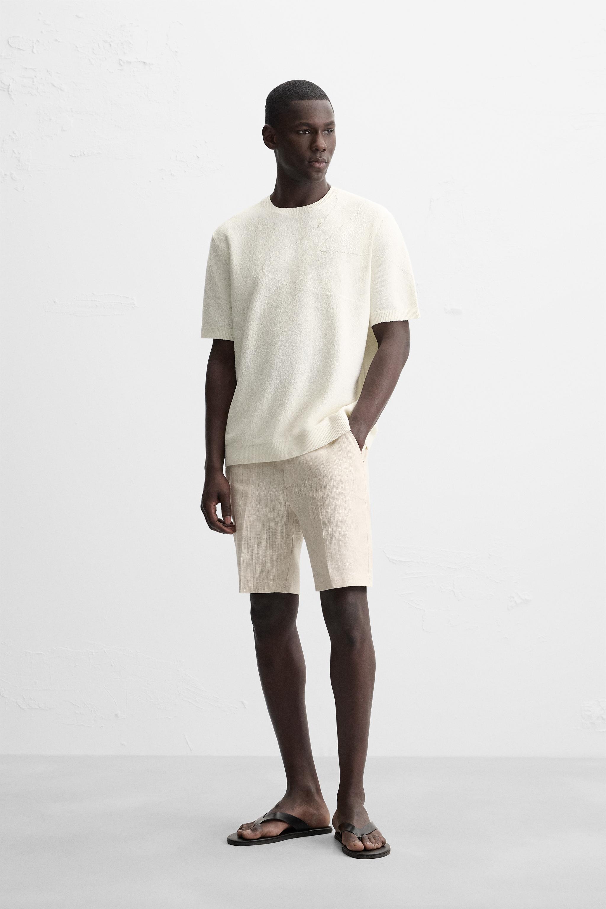 日本最大のブランド KNIT JACQUARD WAVE T-SHIRT States United ZARA | Oyster-white - トップス