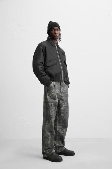 PANTALÓN BAGGY ESTAMPADO ABSTRACTO - Gris oscuro de Zara