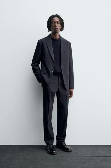 WOOL SUIT BLAZER - Navy blue by Zara - Image 0