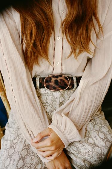 ANIMAL PRINT LEATHER BELT - Leopard by Zara - Image 0