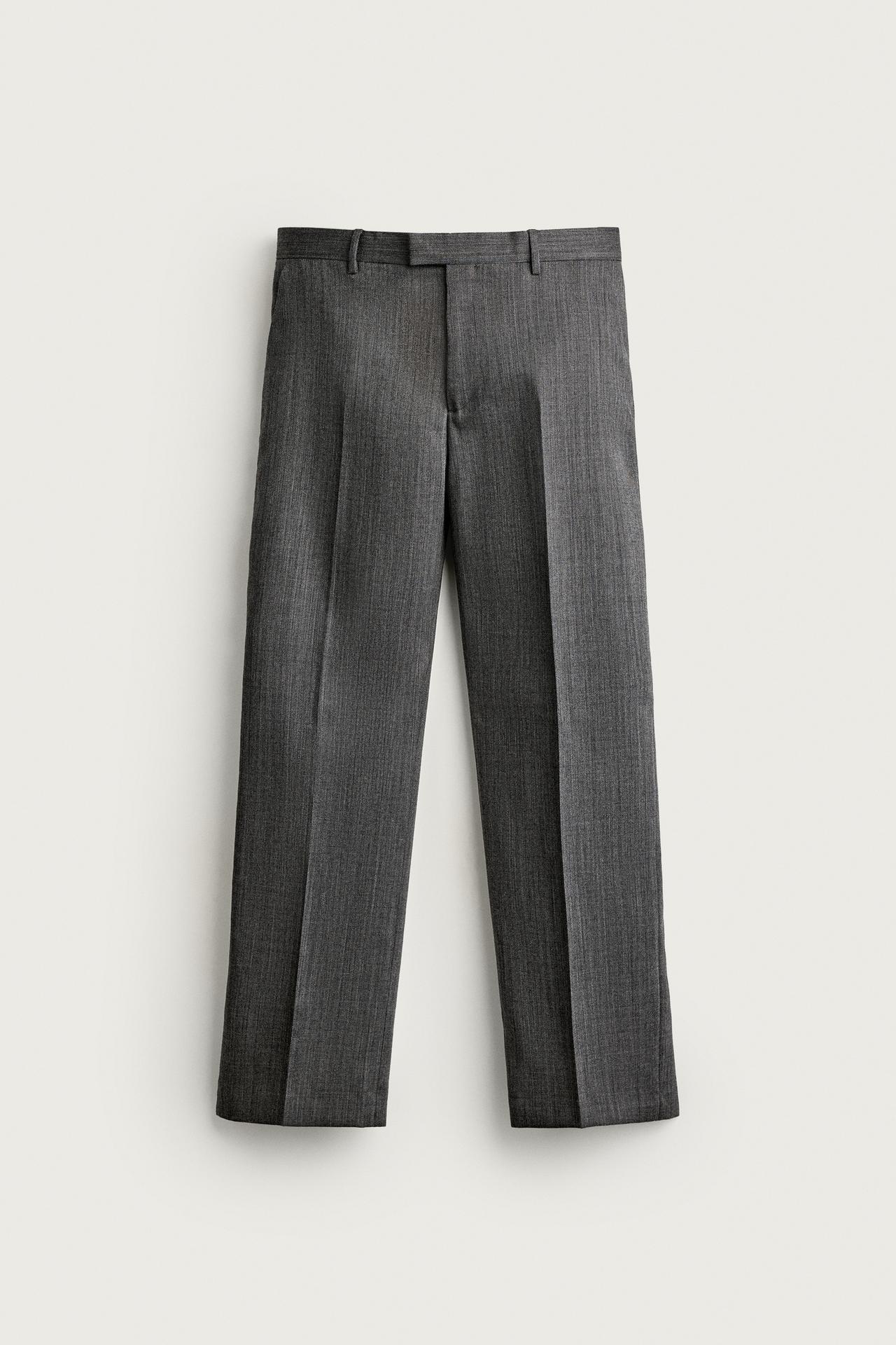 100% WOOL RELAXED FIT SUIT PANTS — Anthracite grey
