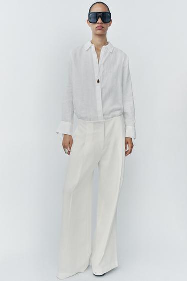 CAMISA LINO 100% ZW COLLECTION - Blanco de Zara - Imagen 0