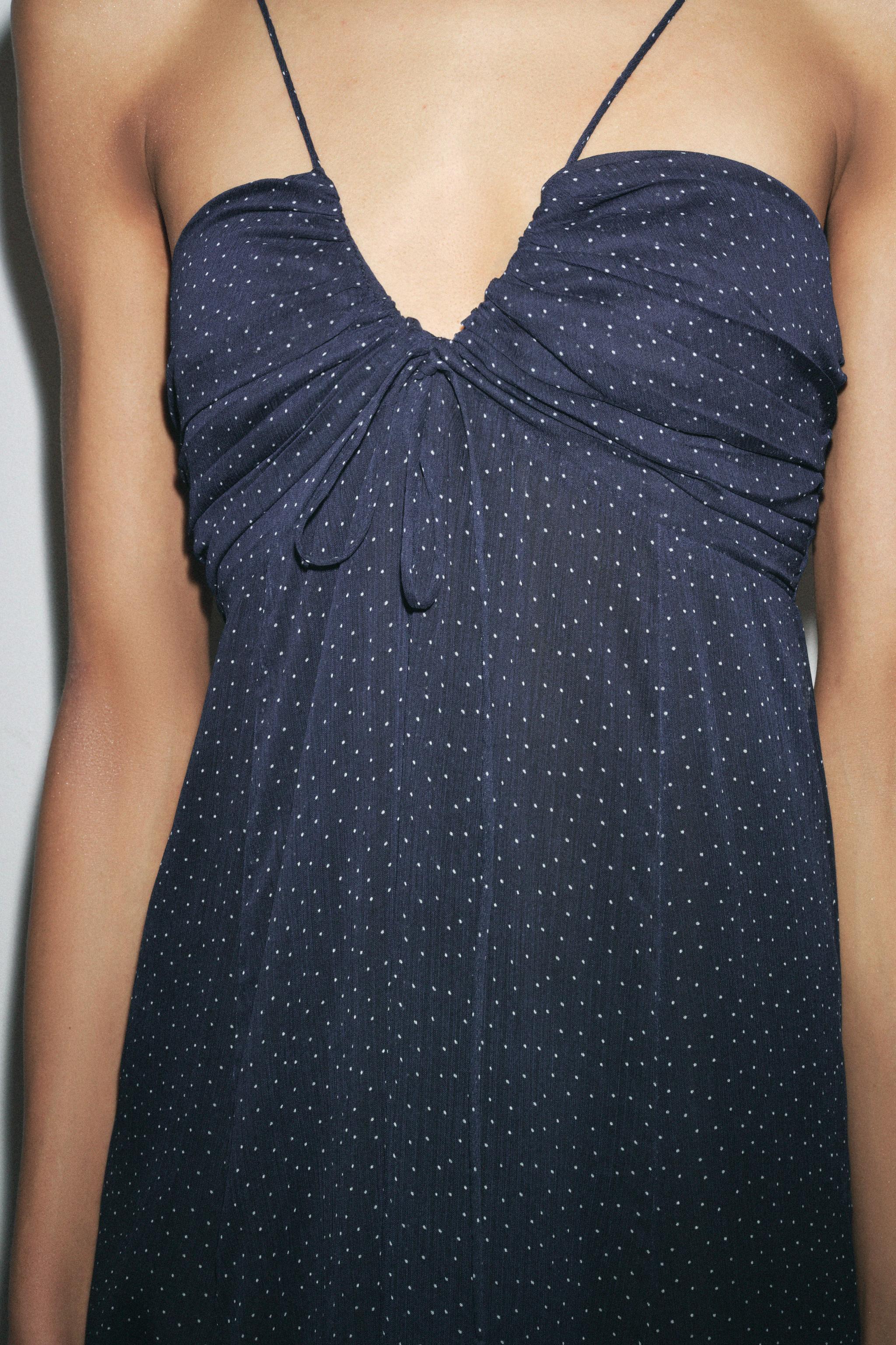 ZW COLLECTION POLKA DOT PRINT DRESS - Navy blue | ZARA