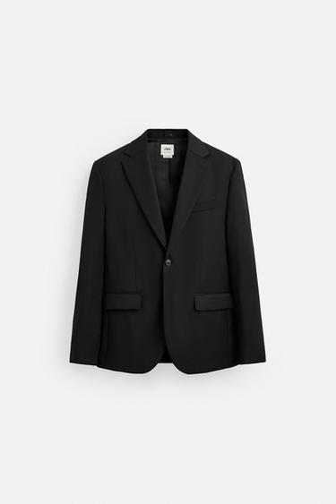 100% WOOL SUIT BLAZER - Black by Zara - Image 0