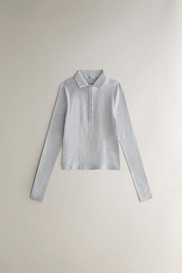T-SHIRT WITH COLLAR - Grey by Zara - Image 0