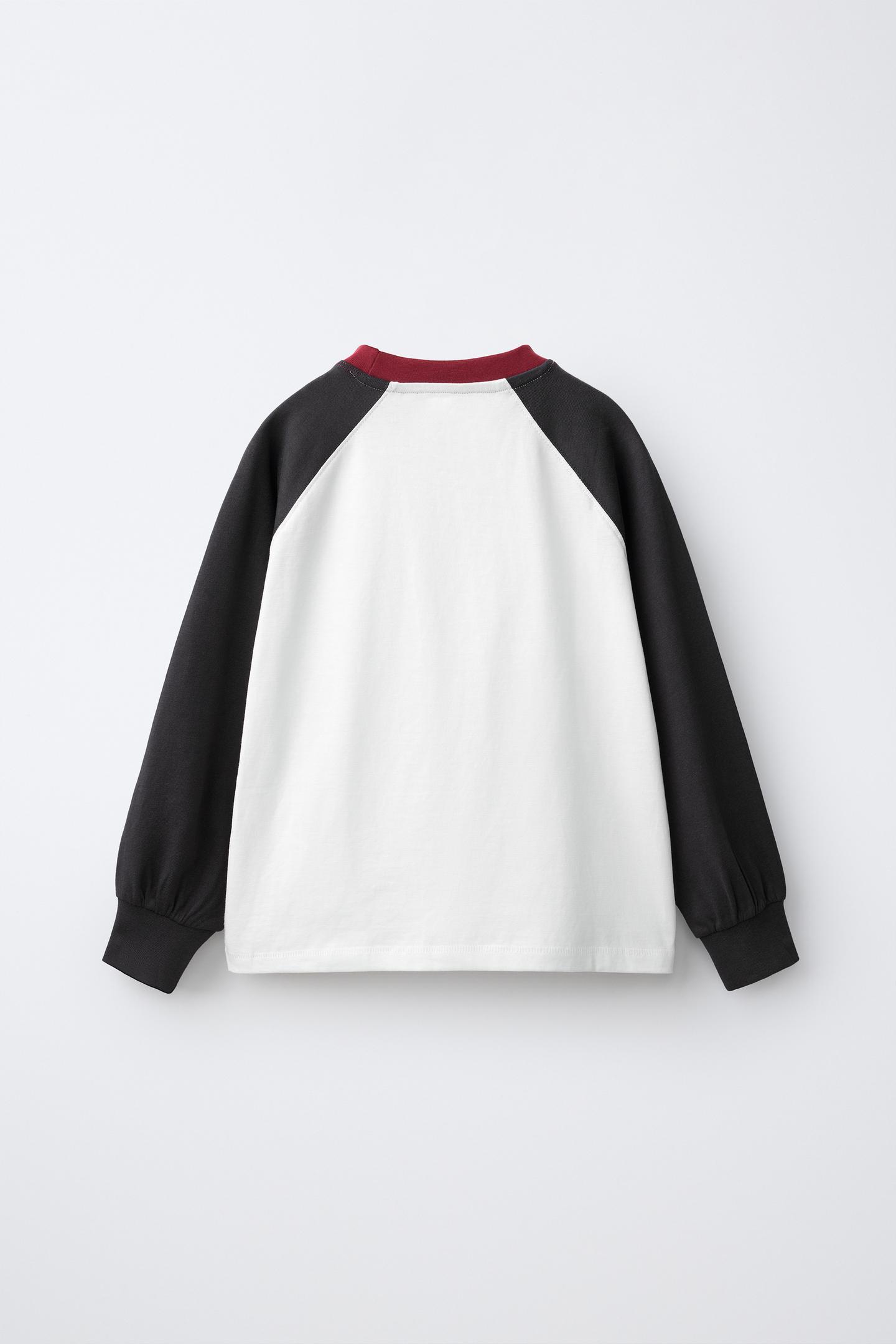 Детская футболка Zara Embroidered Logo Raglan, цвет: Белый — фото 2