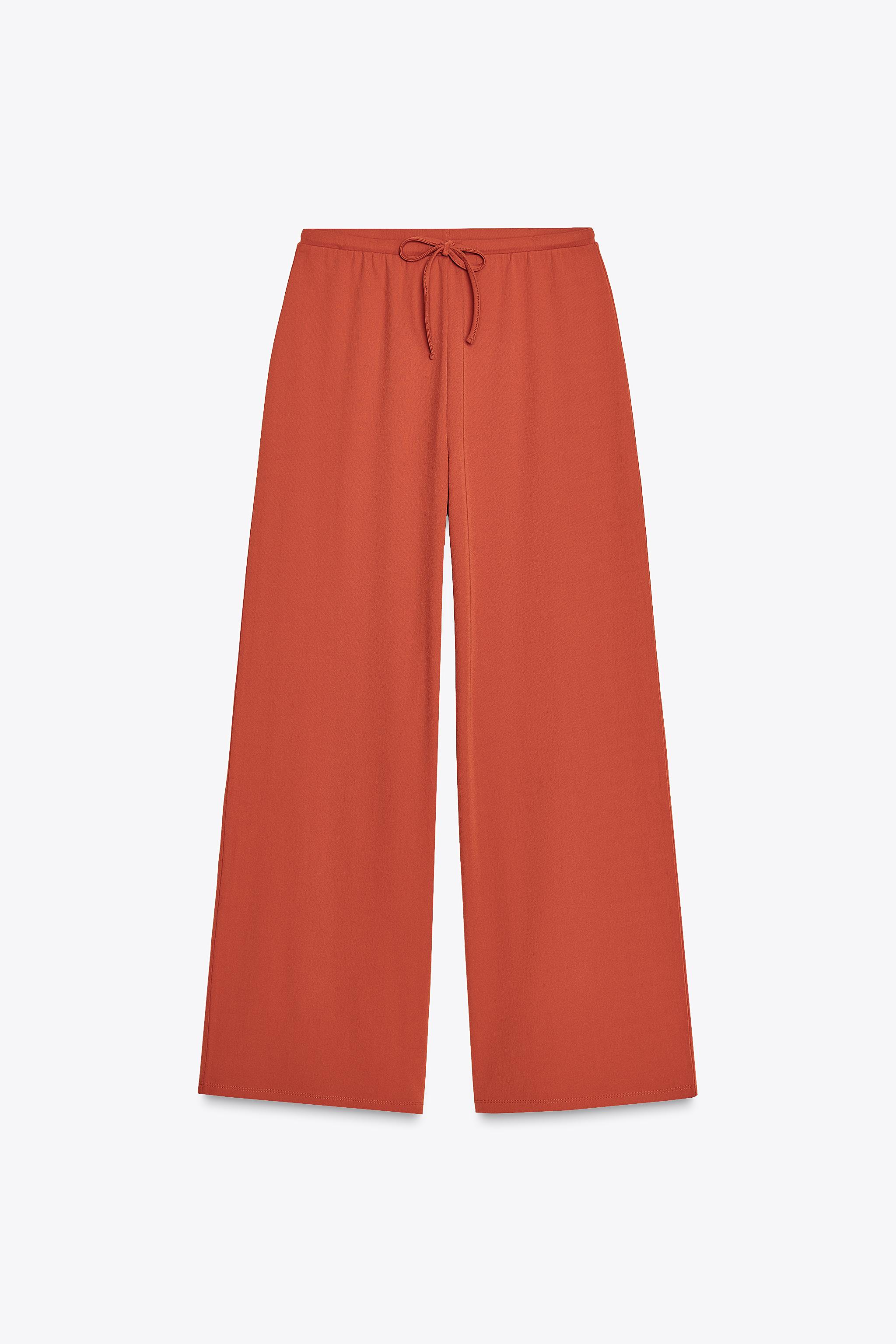 TEXTURED STRAIGHT-LEG TROUSERS - Russet | ZARA United Kingdom