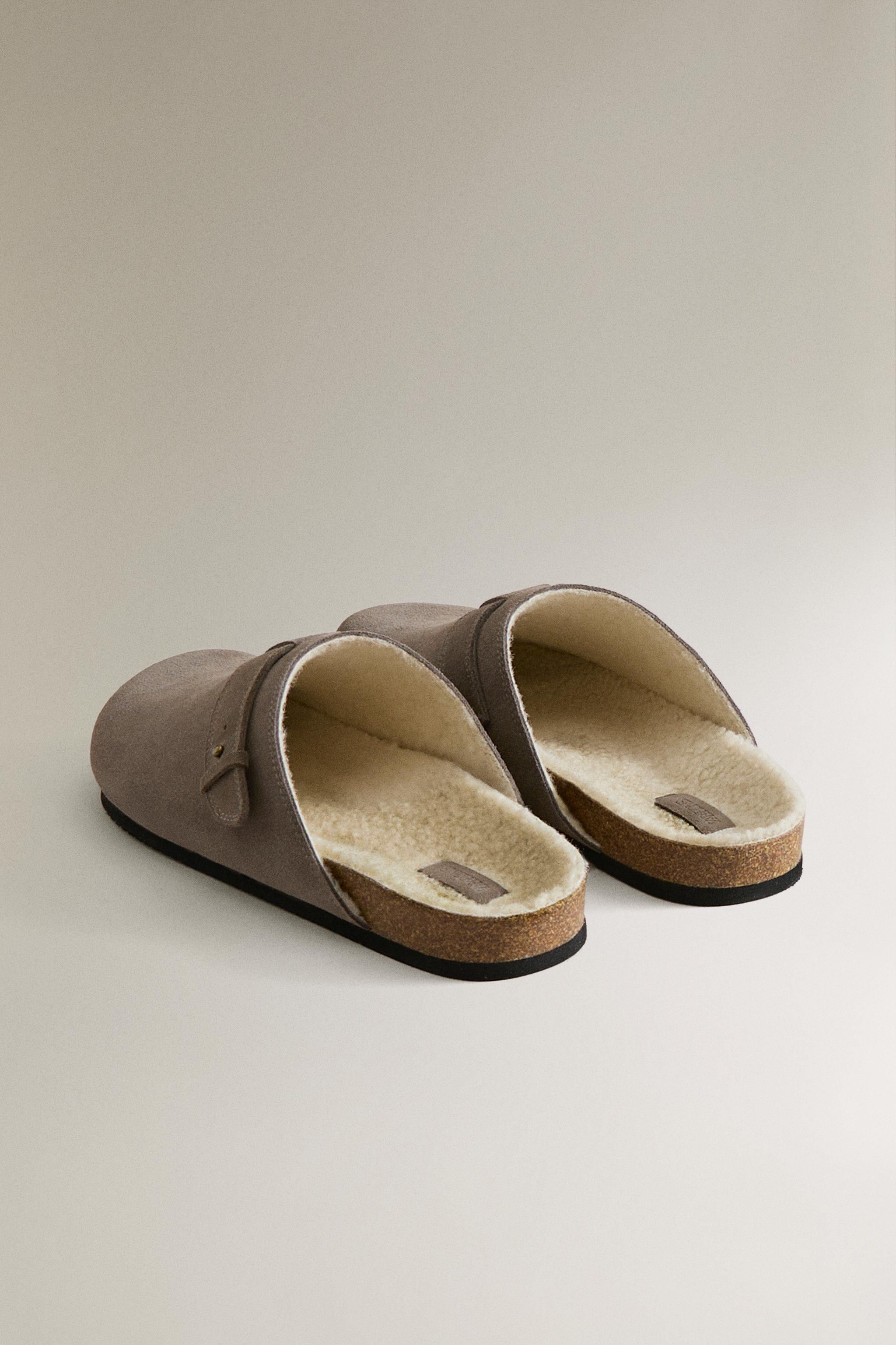 WARM LEATHER MULE CLOG SLIPPERS