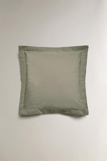 STRIPED COTTON PILLOWCASE - Green by Zara - Image 2