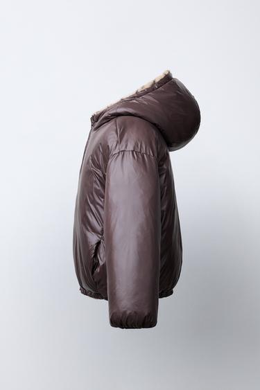 BLOUSON RÉVERSIBLE EFFET FOURRURE ANIMAL PRINT - Marron foncé de Zara - Image 3