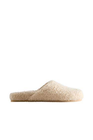 FAUX SHEARLING CLOG SLIPPERS - Beige by Zara