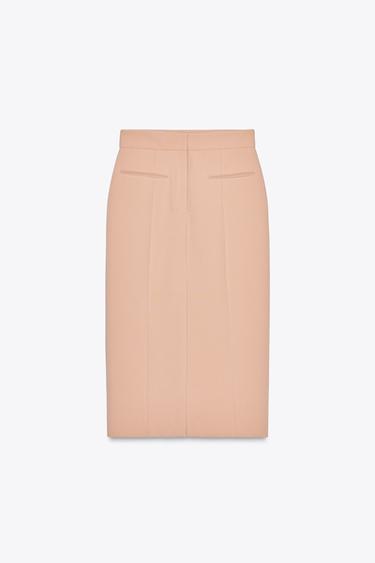 STRAIGHT POCKET SKIRT - Pale pink by Zara
