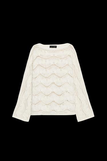 Zara DROP NEEDLE KNIT SWEATER - Ecru - Image 0