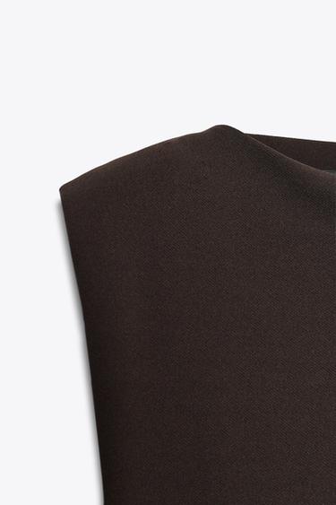 TOP EN CRÊPE PÉPLUM À ÉPAULETTES - Marron de Zara - Image 6