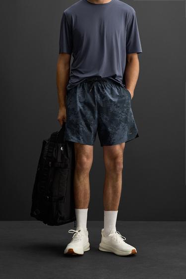 SHORT D'ENTRAÎNEMENT IMPRIMÉ - Bleu de Zara