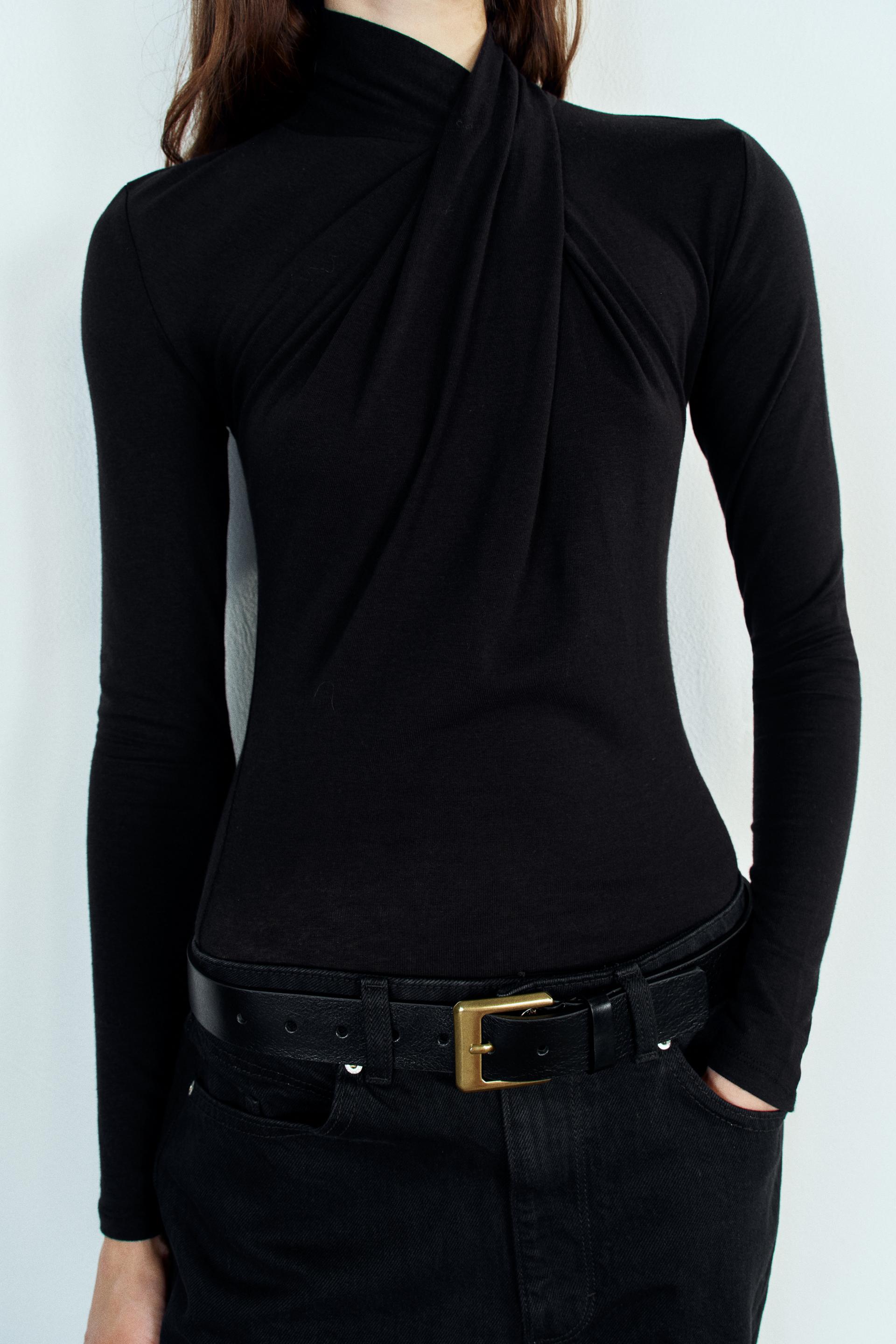 DRAPED HIGH NECK T-SHIRT thumbnail 3