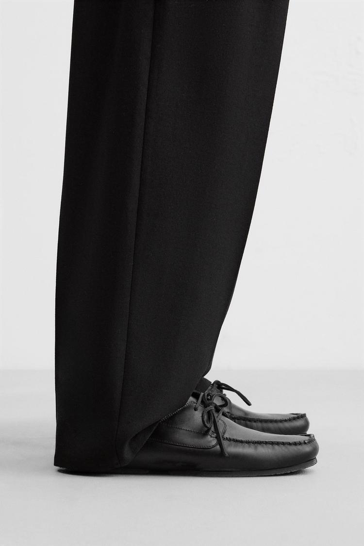 レザーデッキシューズ - ブラック | ZARA Japan / 日本
