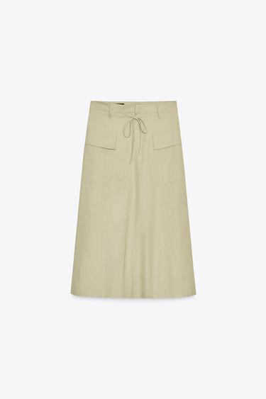 CARGO MIDI SKIRT - Light khaki by Zara - Image 1