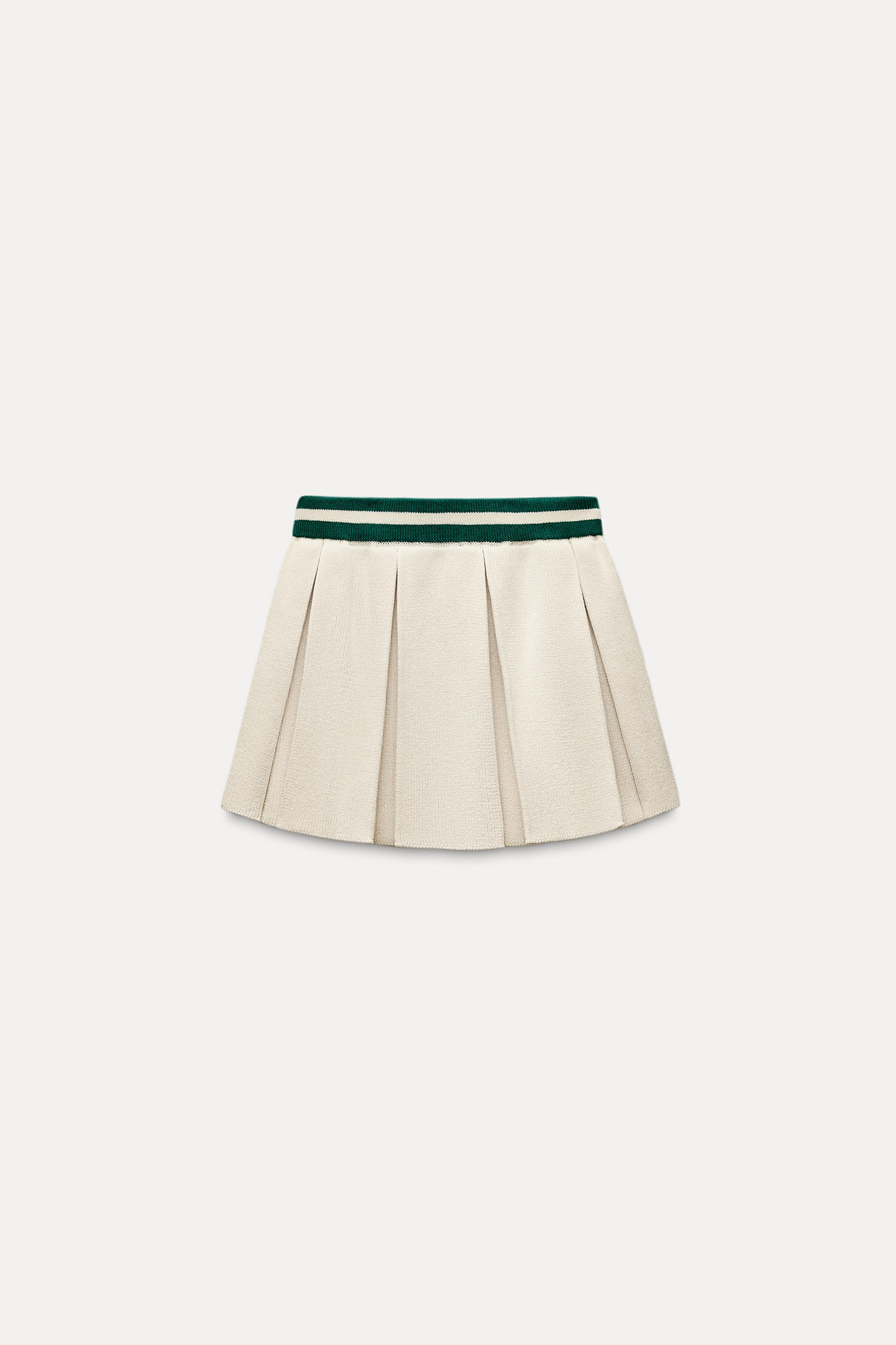ZARA ボックスプリーツ ニット ミニスカート 6771/048 BOX PLEAT KNIT MINI SKIRT - Ecru | ZARA Australia