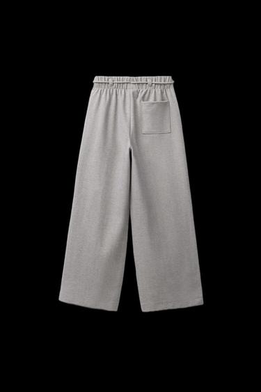 HERRINGBONE WIDE-LEG TROUSERS - Taupe grey by Zara