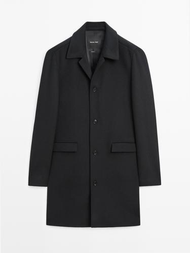 Zara Long wool blend coat - Navy blue