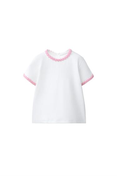 FLORAL T-SHIRT - Pink / White by Zara