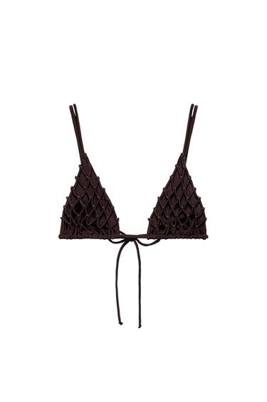 HAUT DE BIKINI TRIANGLE CROCHET - Chocolat de Zara