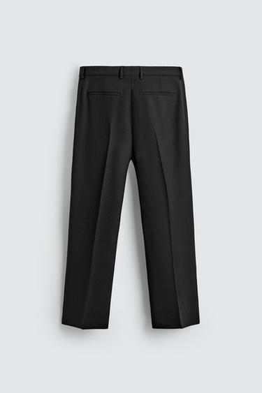 WOOL BLEND STRAIGHT-LEG TROUSERS - Black by Zara - Image 6