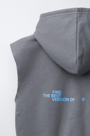 GILET MOLLETON CAPUCHE GRAFFITI - Anthracite foncé de Zara - Image 3