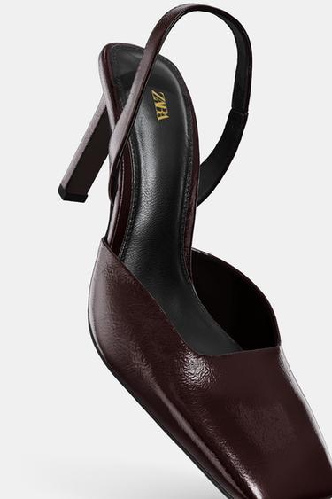 LEATHER SLINGBACK SHOES - Brown by Zara - Image 6