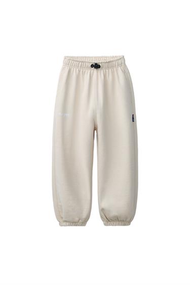 BALLOON VELOURS BROEK MET TEKST - Ecru van Zara