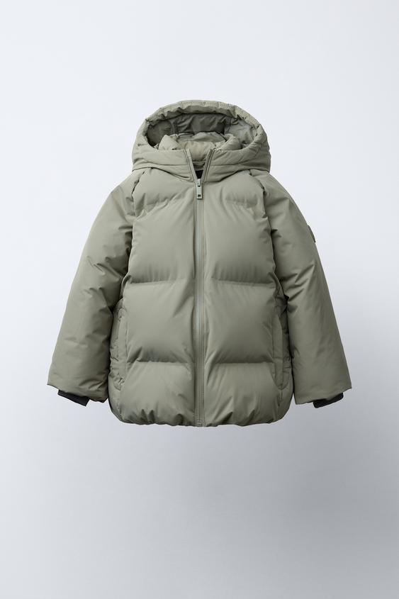 ABRIGO ACOLCHADO CAPUCHA WATER REPELLENT - Khaki de Zara - Imagen 0