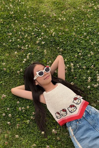 HELLO KITTY © SANRIO CROCHET TOP - Ecru by Zara