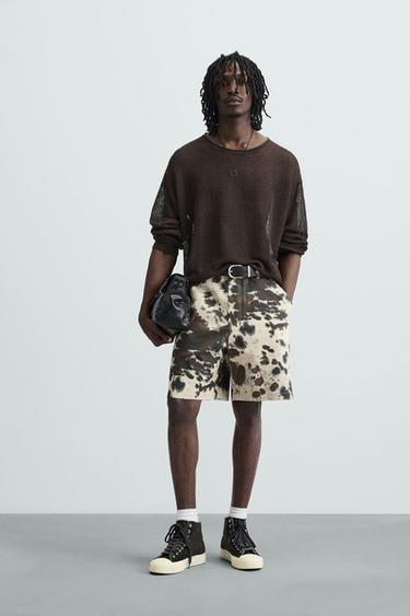 ANIMAL PRINT BERMUDA SHORTS - Sand / Black by Zara - Image 0