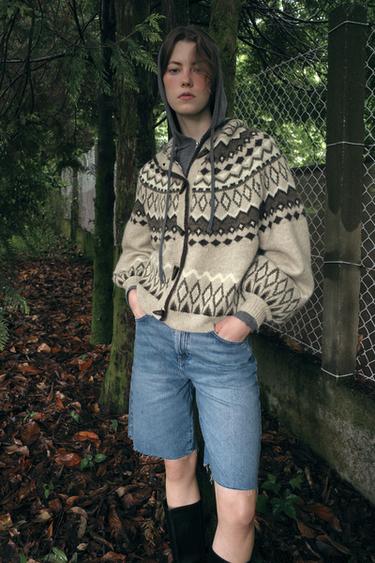 JACQUARD KNIT CARDIGAN - Beige by Zara