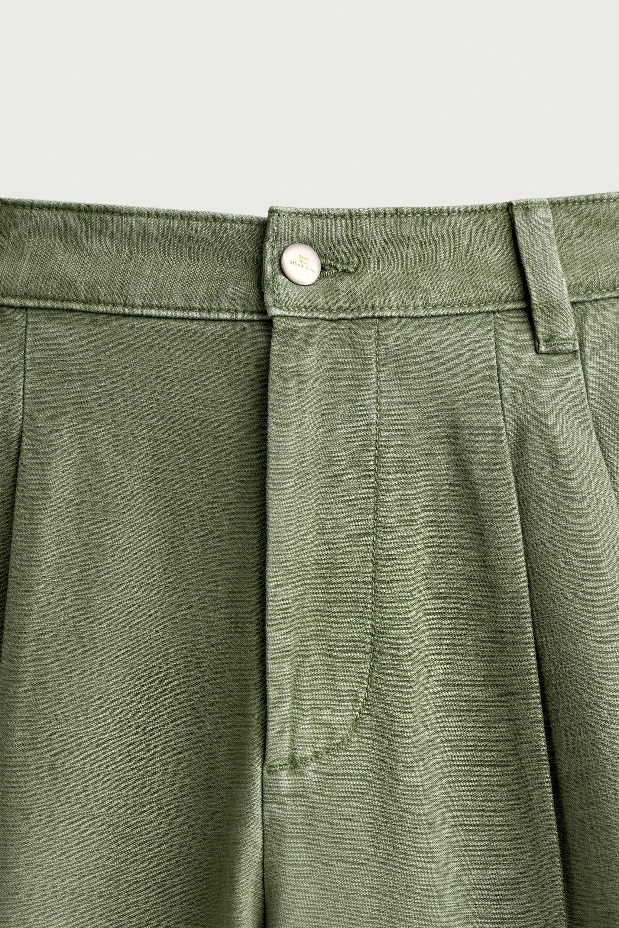 Мужские джинсы Zara BAGGY FIT PLEATED CHINO PANTS — фото 8