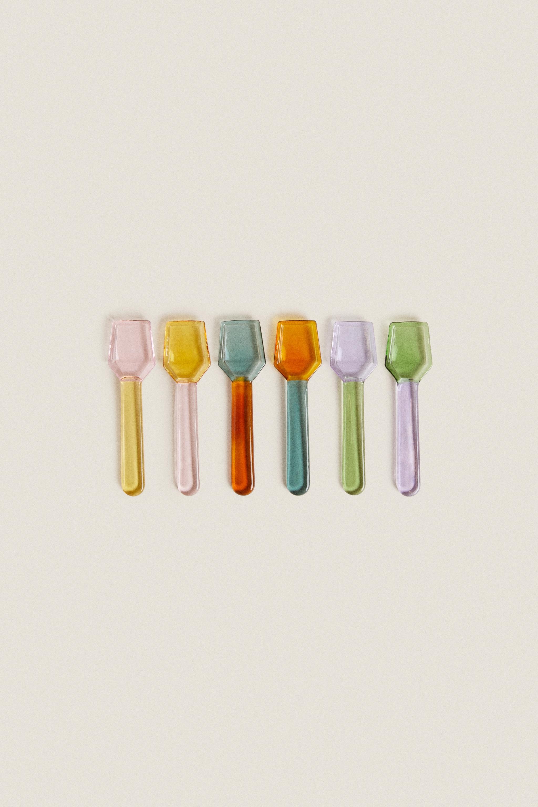 LOT CUILLÈRES À GLACE BOROSILICATE MULTICOLORES (LOT DE 6)