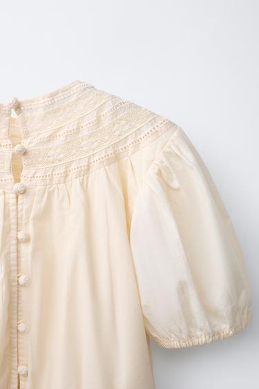 EMBROIDERED BLOUSE - Ecru by Zara - Image 3