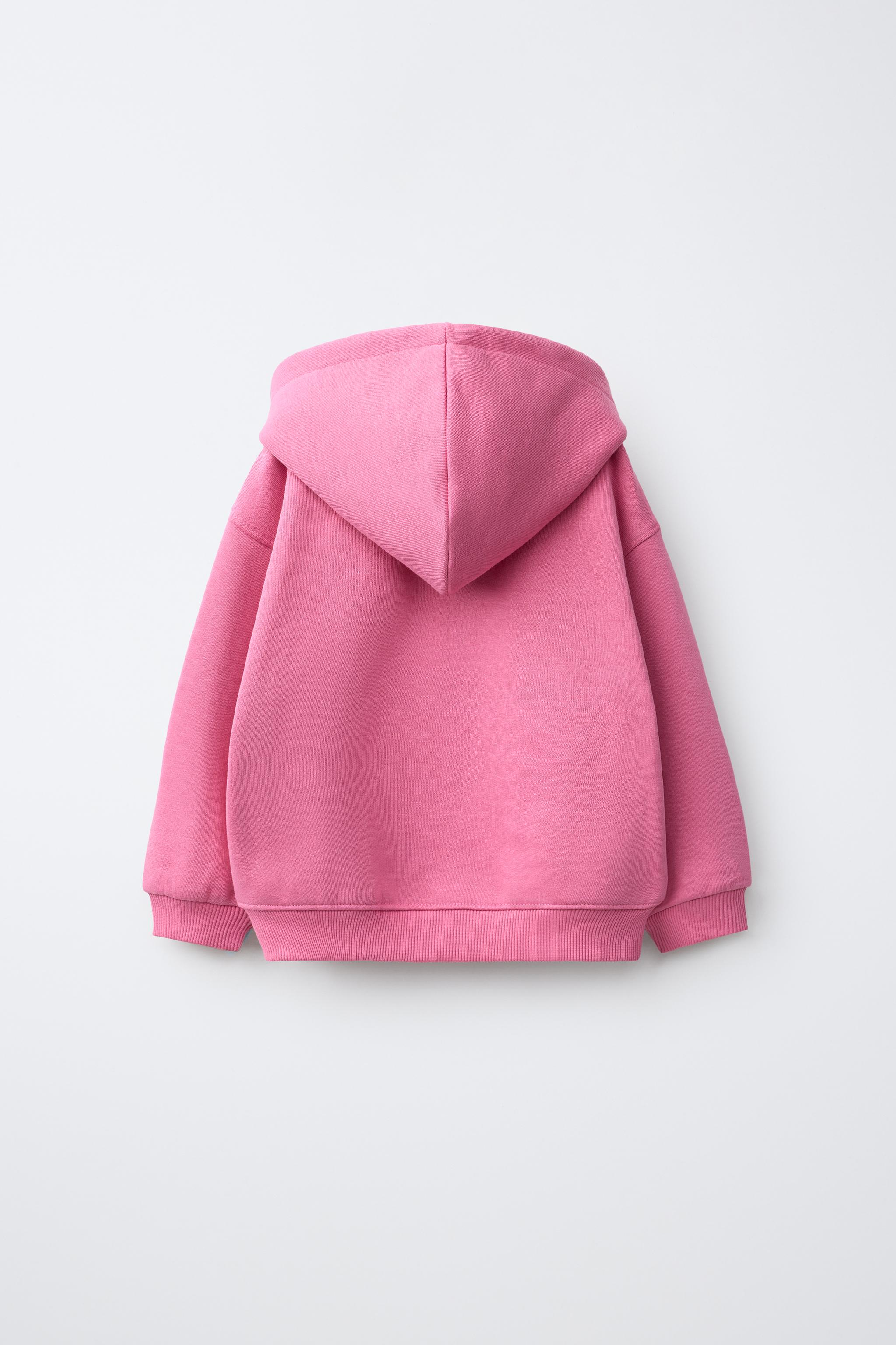 EMBROIDERED ZIP-UP HOODIE — Chalk pink