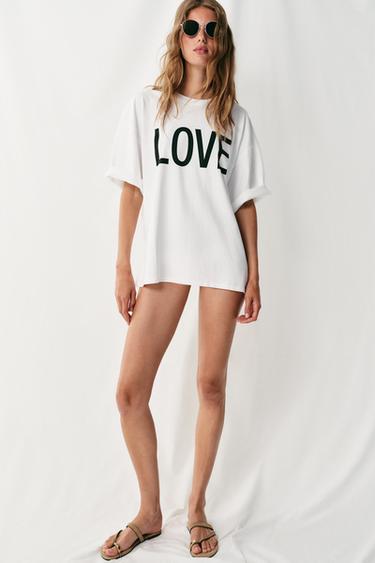 SAMARRETA OVERSIZE AMB TEXT - Blanc de Zara