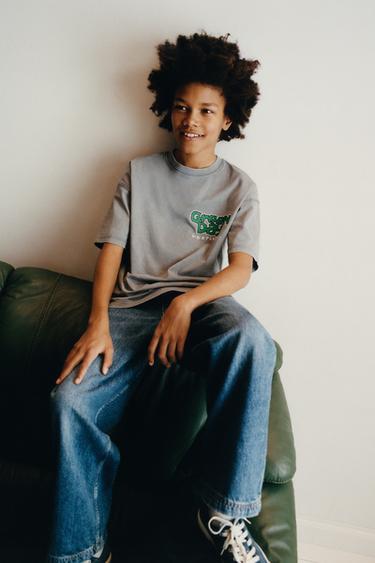 T-SHIRT IN VERWASCHENER OPTIK GREENDAY ® - Grau von Zara