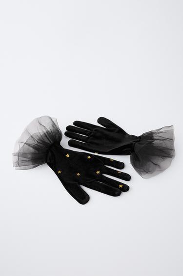 VELVET WITCH COSTUME GLOVES - Black by Zara - Image 1