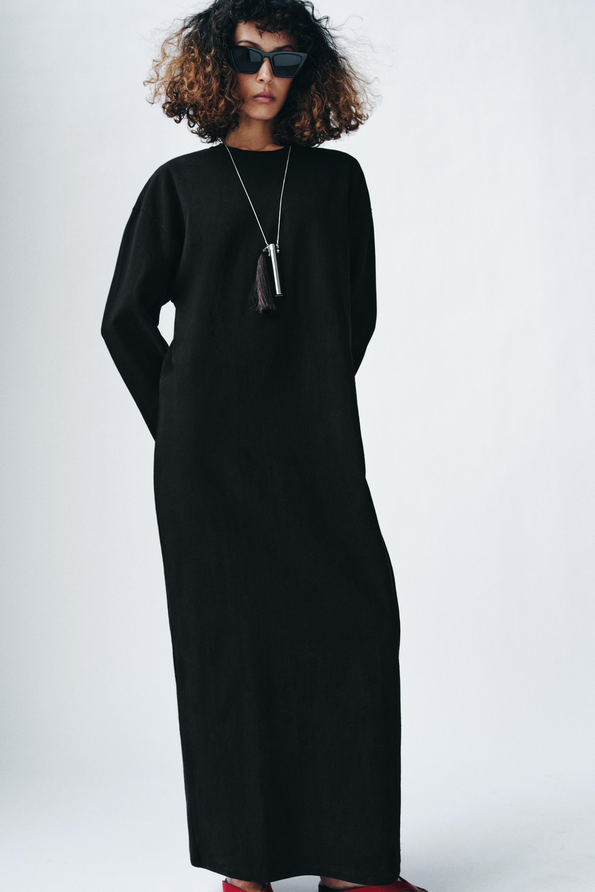 LONG COTTON DRESS - Black | ZARA United States LONG COTTON DRESS - Black | ZARA United States