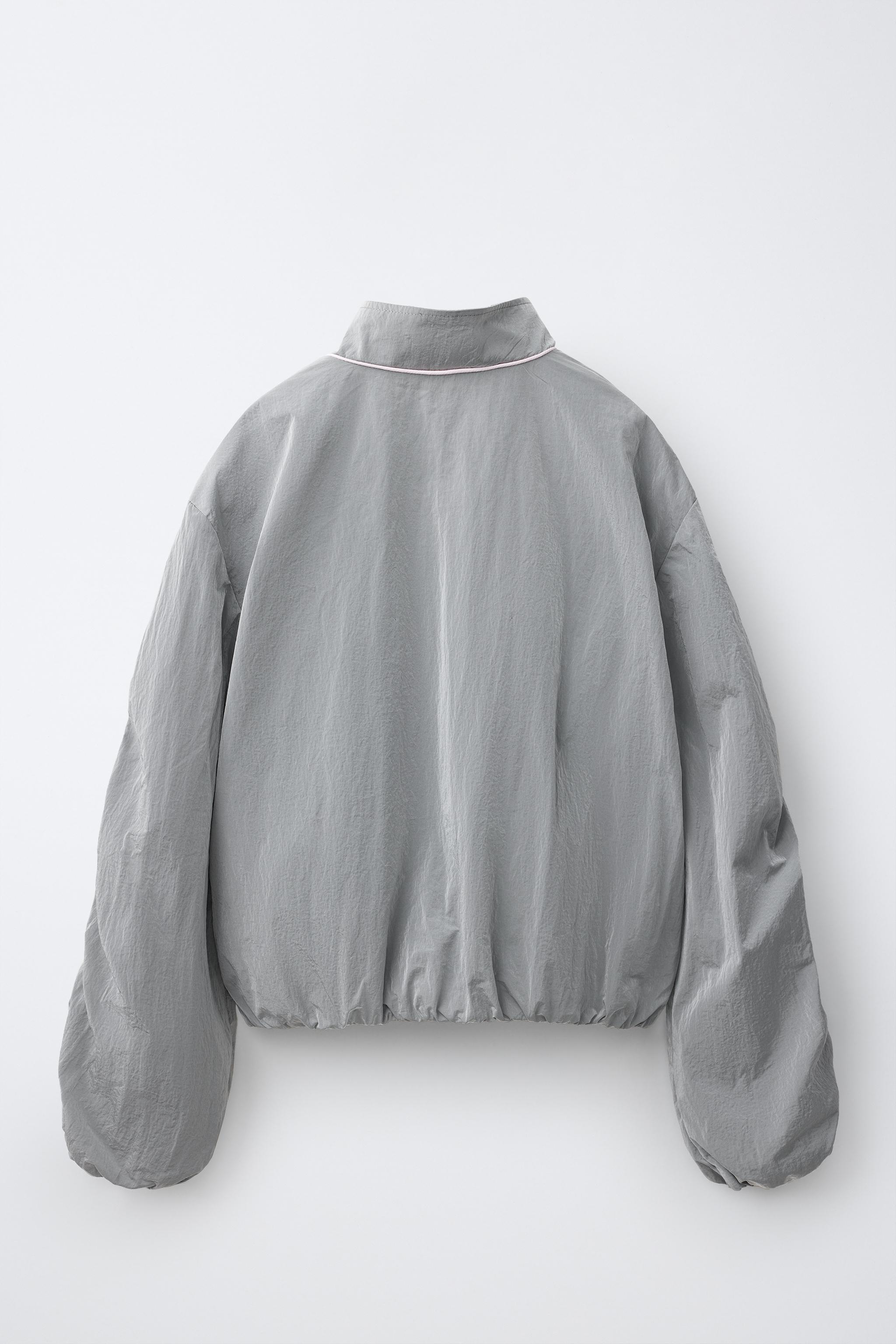 コントラストパイピング ナイロンジャケット - ダークグレー | ZARA