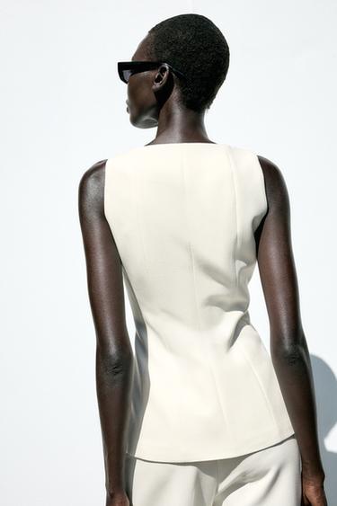 ZIP-UP BUSTIER TOP - Ecru by Zara - Image 4